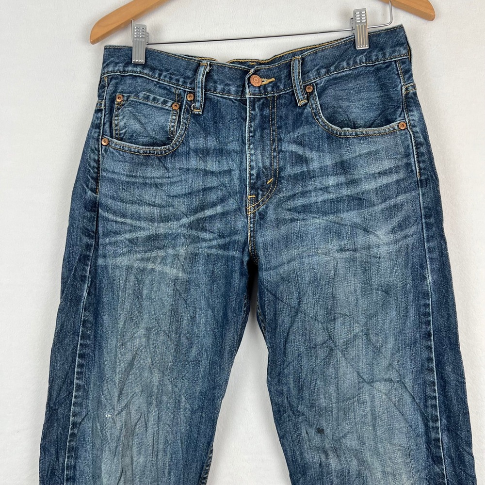 Levis 505 Regular‎ Fit Jeans Mens 31x32 Dark Wash Denim Pants Classic - Picture 3 of 14